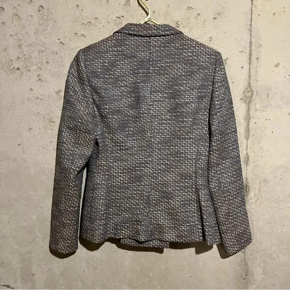 Santorelli Italian Blazer Jacket Faux Wrap Front Tweed Blue Brown Women’s 8 - Picture 8 of 12